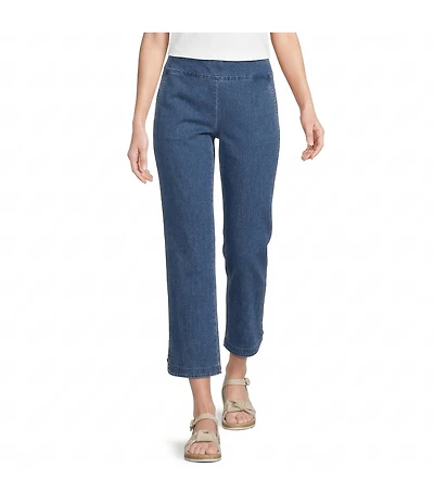 Allison Daley Petite Size Stretch Denim Pull-On Straight Leg Crop Pants