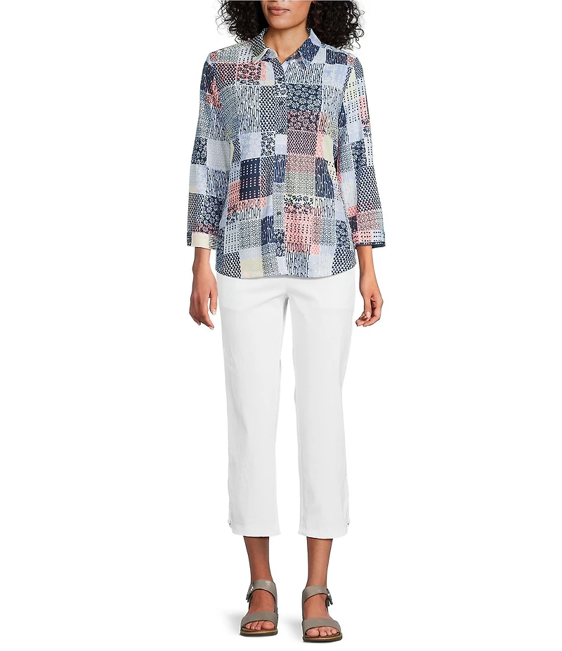 Allison Daley Petite Size Stretch Pull-On Straight Leg Crop Pants