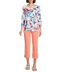 Allison Daley Petite Size Stretch Pull-On Straight Leg Crop Pants