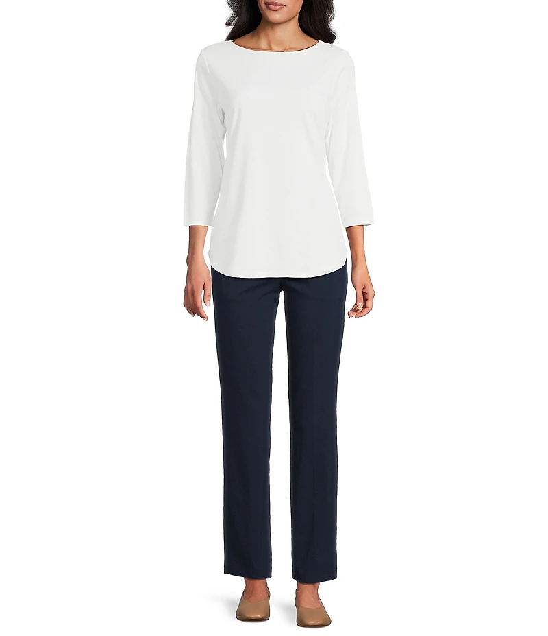 Allison Daley Petite Size Stretch Pull-On Straight Leg Pants