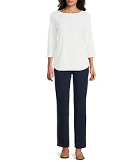 Allison Daley Petite Size Stretch Pull-On Straight Leg Pants