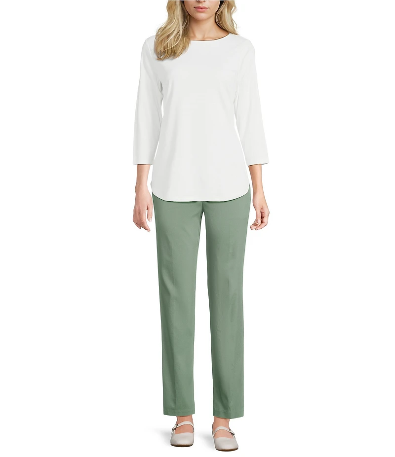 Allison Daley Petite Size Stretch Pull-On Straight Leg Pants