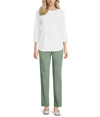 Allison Daley Petite Size Stretch Pull-On Straight Leg Pants