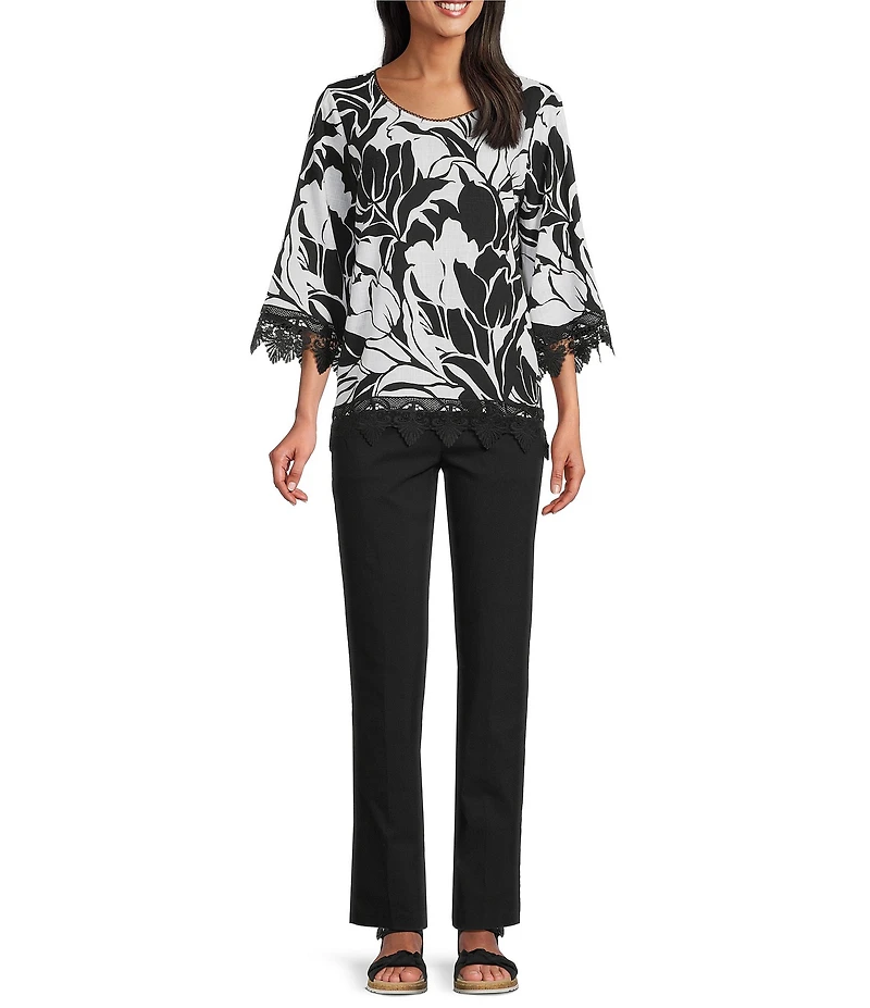 Allison Daley Petite Size Stretch Pull-On Straight Leg Pants