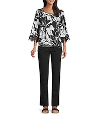 Allison Daley Petite Size Stretch Pull-On Straight Leg Pants