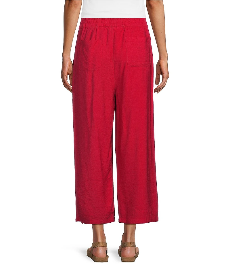 Allison Daley Petite Size Tango Red Pull-On Crinkle Soft Crop Pants