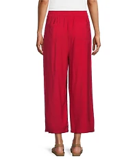 Allison Daley Petite Size Tango Red Pull-On Crinkle Soft Crop Pants