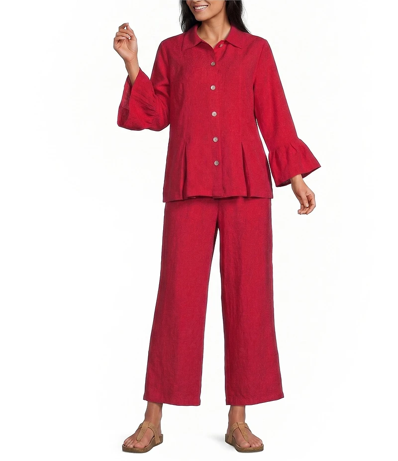 Allison Daley Petite Size Tango Red Pull-On Crinkle Soft Crop Pants