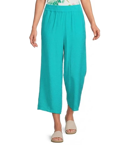 Allison Daley Petite Size Teal Ceramic Pull-On Crinkle Soft Pants