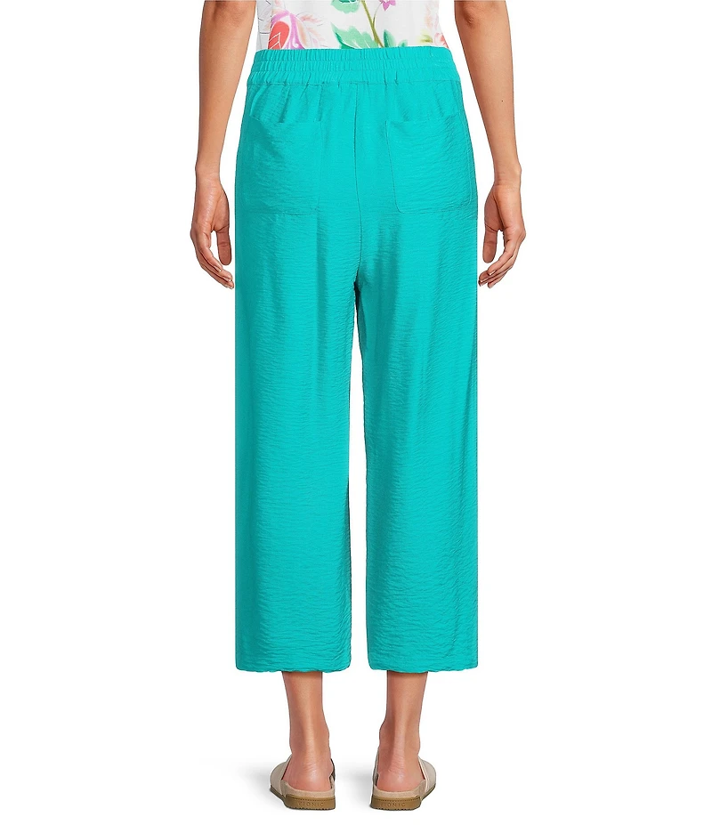 Allison Daley Petite Size Teal Ceramic Pull-On Crinkle Soft Pants