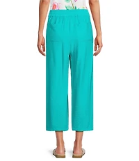 Allison Daley Petite Size Teal Ceramic Pull-On Crinkle Soft Pants