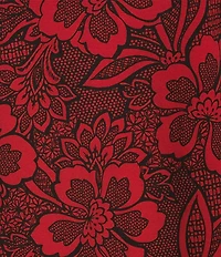 Allison Daley Petite Tango Red Floral Print 3/4 Sleeve Split-V Neck Knit Top