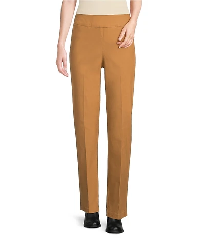 Allison Daley Petite Tobacco Stretch Pull-On Straight Leg Pants