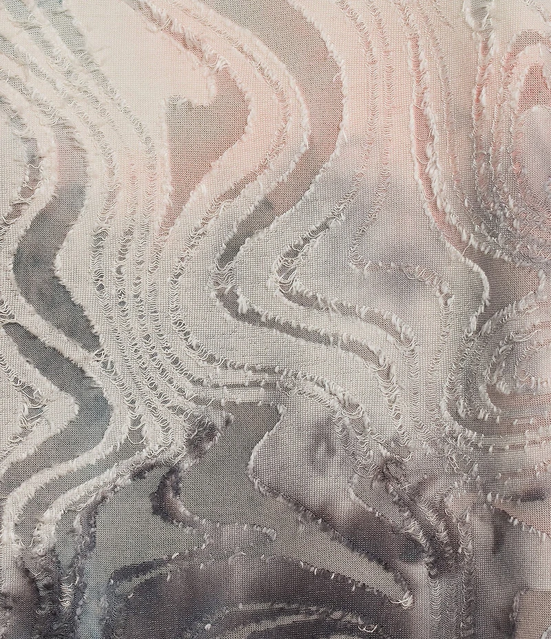Allison Daley Petite Wavy Jod Tie-Dye 3/4 Sleeve Crew Neck Knit Top