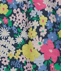 Allison Daley Picnic Bouquet Print Flutter Sleeve Tassel Tie Neck Knit Top