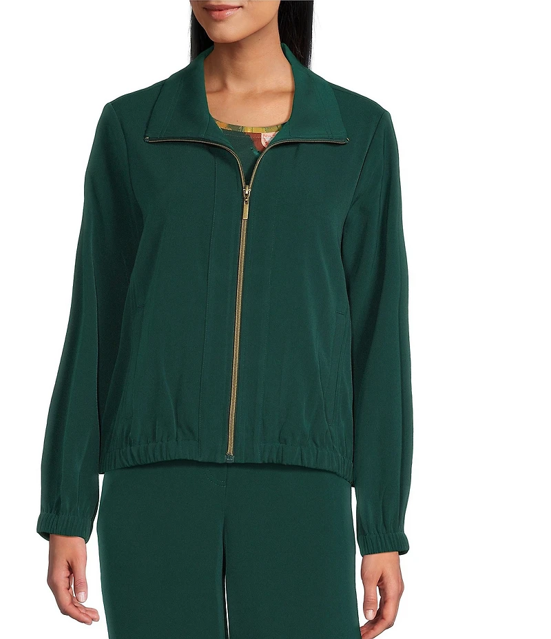 Allison Daley Pine Grove Long Sleeve Point Collar Zipper Front Jacket