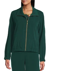 Allison Daley Pine Grove Long Sleeve Point Collar Zipper Front Jacket