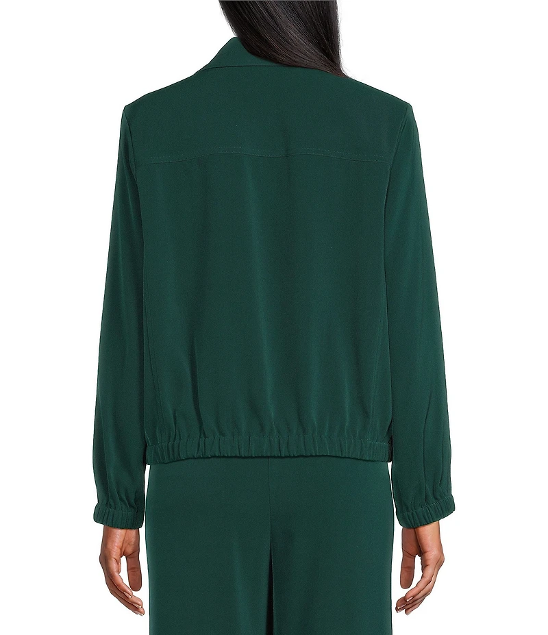 Allison Daley Pine Grove Long Sleeve Point Collar Zipper Front Jacket