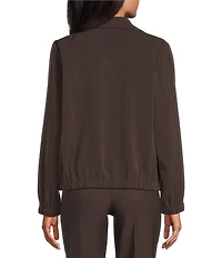 Allison Daley Pine Grove Long Sleeve Point Collar Zipper Front Jacket