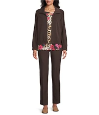 Allison Daley Pine Grove Long Sleeve Point Collar Zipper Front Jacket