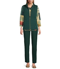 Allison Daley Pine Grove Sleeveless Two-Way Zip Up Woven Quilted Vest
