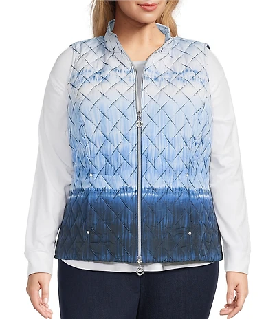 Allison Daley Plus Diamond Quilt Sleeveless Zip Up Vest