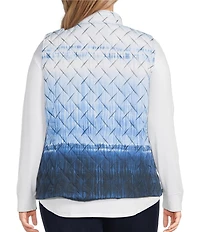 Allison Daley Plus Diamond Quilt Sleeveless Zip Up Vest