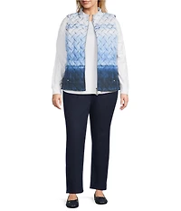 Allison Daley Plus Diamond Quilt Sleeveless Zip Up Vest