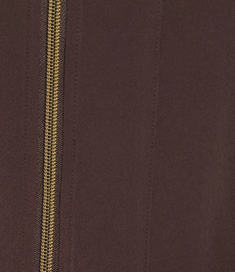 Allison Daley Plus Espresso Long Sleeve Point Collar Zipper Front Jacket