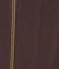 Allison Daley Plus Espresso Long Sleeve Point Collar Zipper Front Jacket