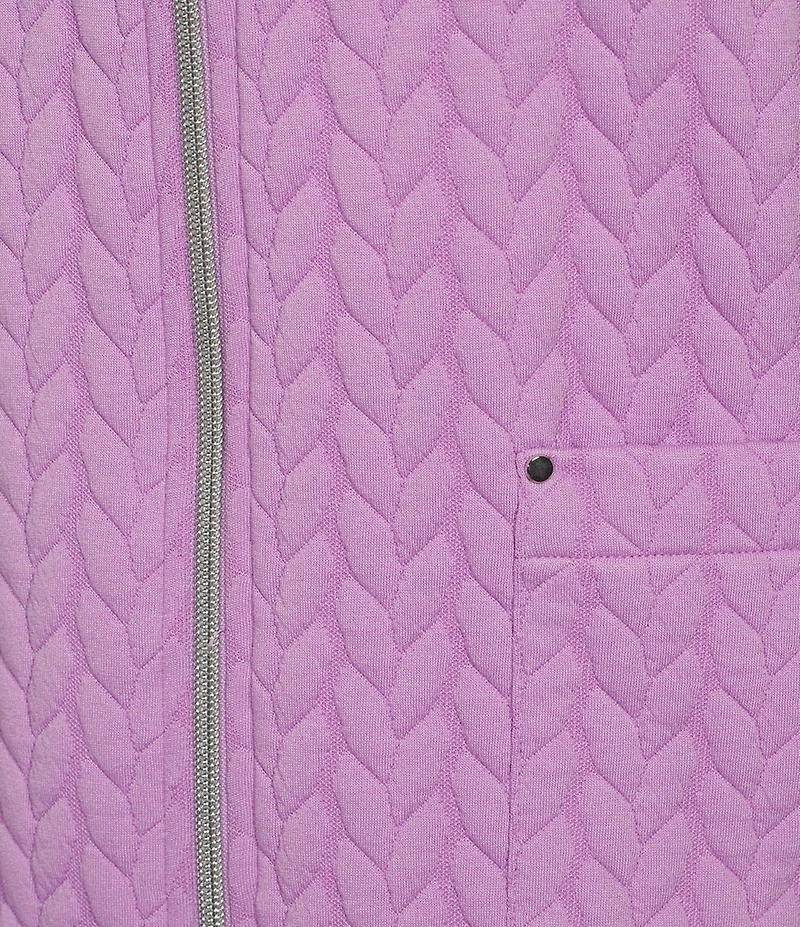 Allison Daley Plus Lilac Sleeveless Zip Up Knit Quilted Vest