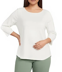 Allison Daley Plus Size 3/4 Sleeve Boat Neck Knit Top