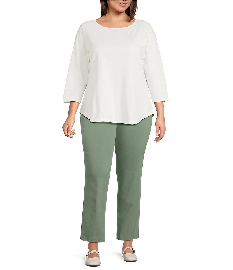 Allison Daley Plus Size 3/4 Sleeve Boat Neck Knit Top