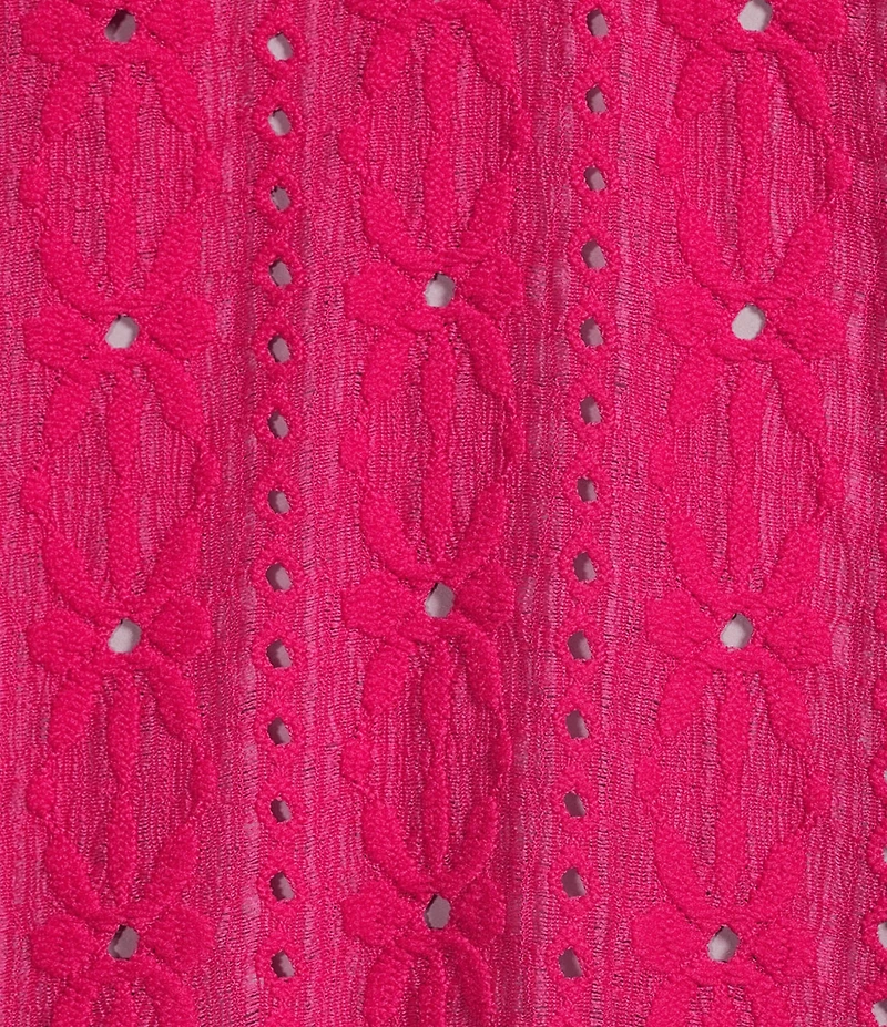 Allison Daley Plus Size 3/4 Sleeve Open-Front Eyelet Knit Cardigan