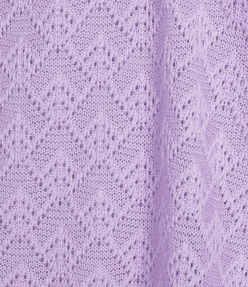 Allison Daley Plus Size 3/4 Sleeve Open Front Pointelle Cardigan