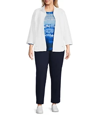 Allison Daley Plus Size 3/4 Sleeve Stand Collar Zip Front Jacket