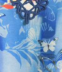 Allison Daley Plus Size 3/4 Sleeve V-Neck Beaded Applique Knit Top