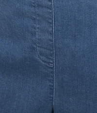 Allison Daley Plus Size Chambray Straight Leg Stretch Denim Elastic Waist Pull-On Jeans