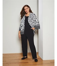 Allison Daley Plus Size City Stretch Elastic Waist Straight Leg Pull-On Pants