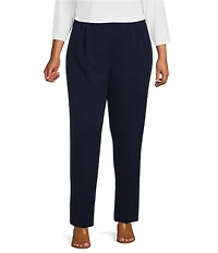 Allison Daley Plus Size City Stretch Elastic Waist Straight Leg Pull-On Pants