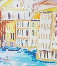 Allison Daley Plus Size Embellished Magic Canal Print 3/4 Sleeve Crew Neck Knit Top