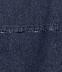 Allison Daley Plus Size Embroidery Detail Long Sleeve Button Front Point Collar Stretch Denim Jacket