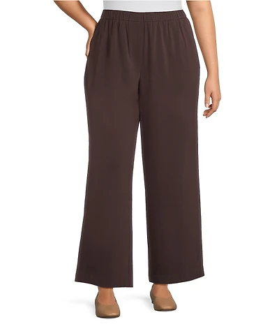 Allison Daley Plus Size Espresso Pull-On Straight Leg Pants