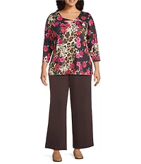 Allison Daley Plus Size Espresso Pull-On Straight Leg Pants