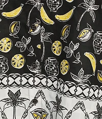 Allison Daley Plus Size Fruit Print Cap Sleeve Point Collar Button-Front Shirt
