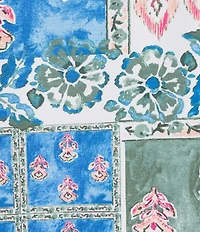 Allison Daley Plus Size Ikat Collage 3/4 Sleeve Crew Crisscross Neck Embellished Knit Top