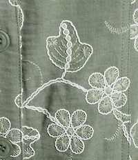 Allison Daley Plus Size Long Sleeve Button Front Point Collar Embroidered Jacket