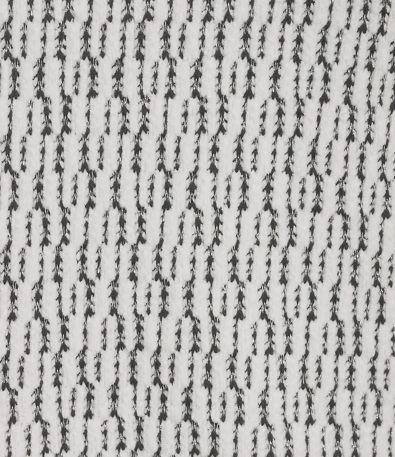 Allison Daley Plus Size Metallic Snow White Black 3/4 Sleeve Crew Neck Knit Top