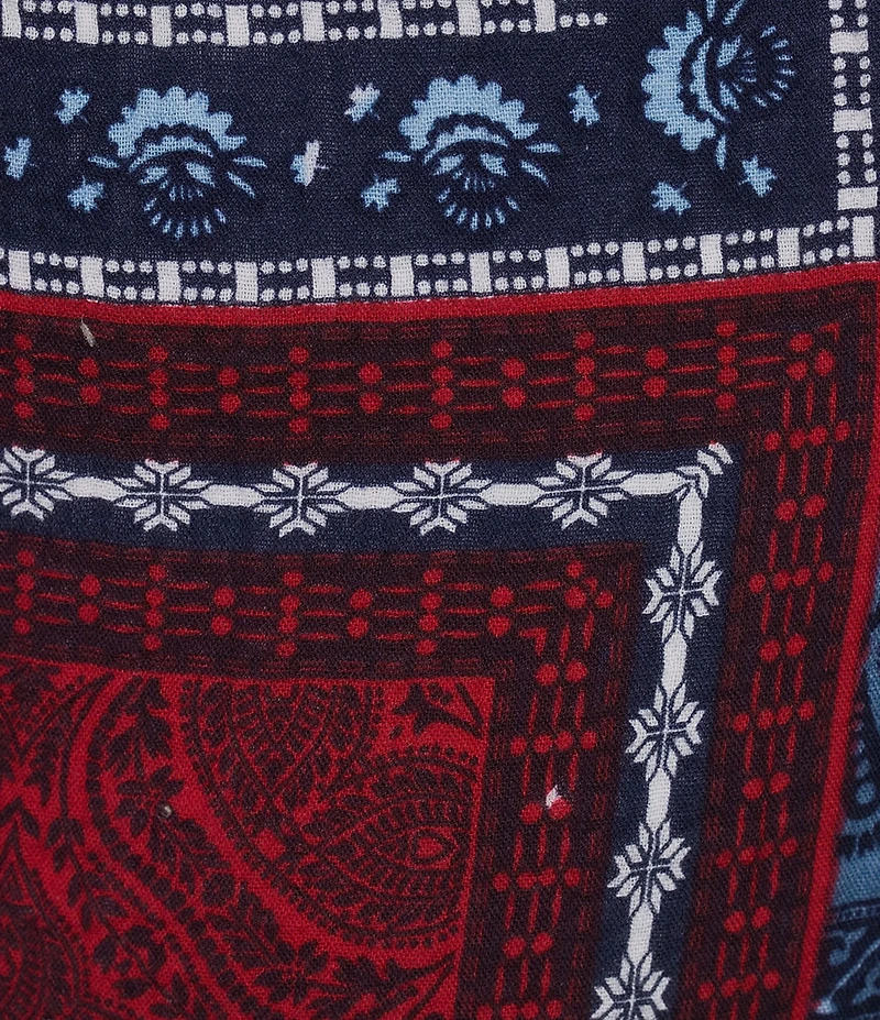Allison Daley Plus Size Navy Bandana Patchwork Pull-On Crinkle Soft Crop Pants