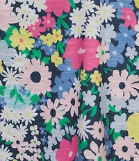 Allison Daley Plus Size Picnic Bouquet Print Flutter Sleeve Tassel Tie Neck Knit Top